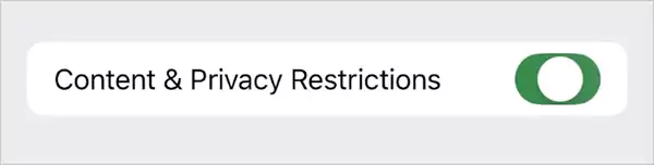 Content and privacy restrictions toggle