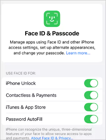 Face ID and Passcode