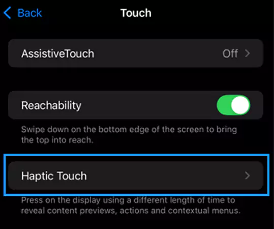 Go to haptic Touch