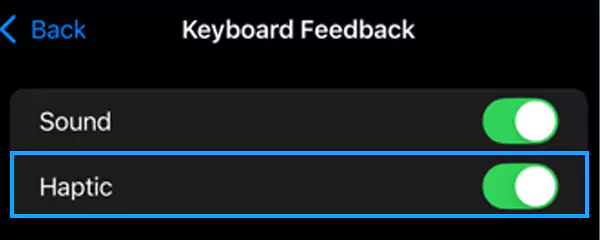 Toggle on Haptic