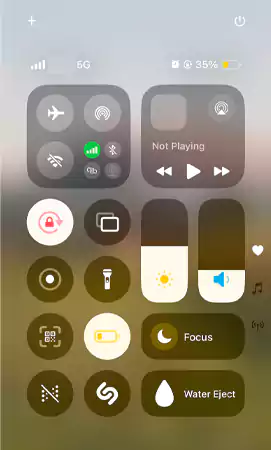 Control Centre on iPhone