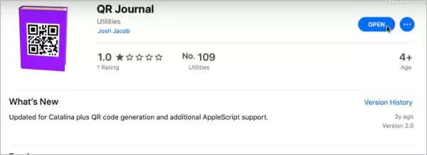 QR Journal app on Mac Store
