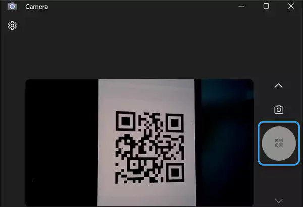 QR code icon on Windows Camera App