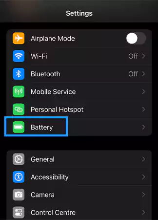 Tap on Battery