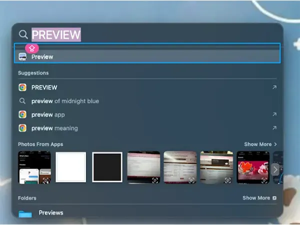 Type in Preview and tap on the same