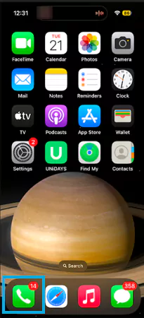 Click on the phone app