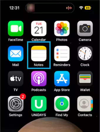 Open Notes application