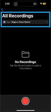 Open the Voice Memo application