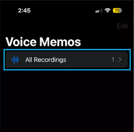 Saved audio in the All Recordings section