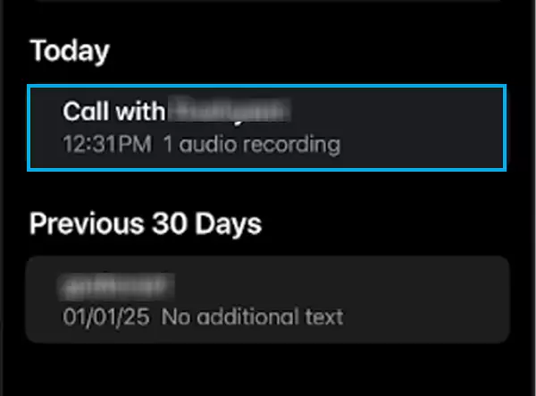 Select the recording