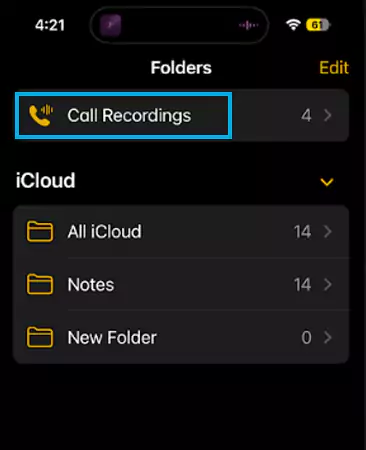 Tap on Call Recordings