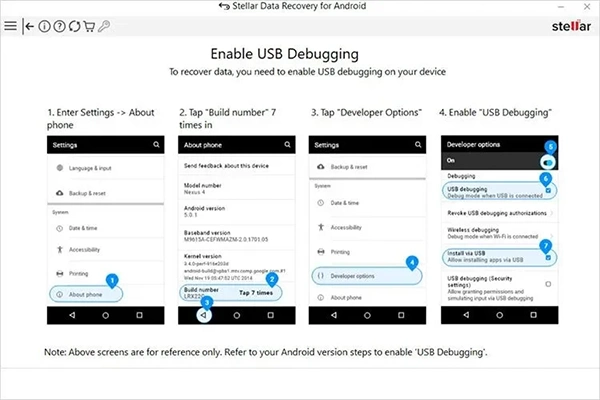 Enable USB debugging