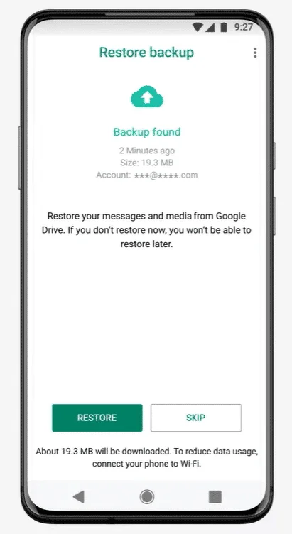 Restore backup